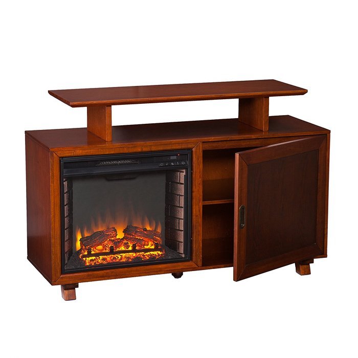 Southern Enterprises Horsham Media Fireplace, Walnut/Espresso N3