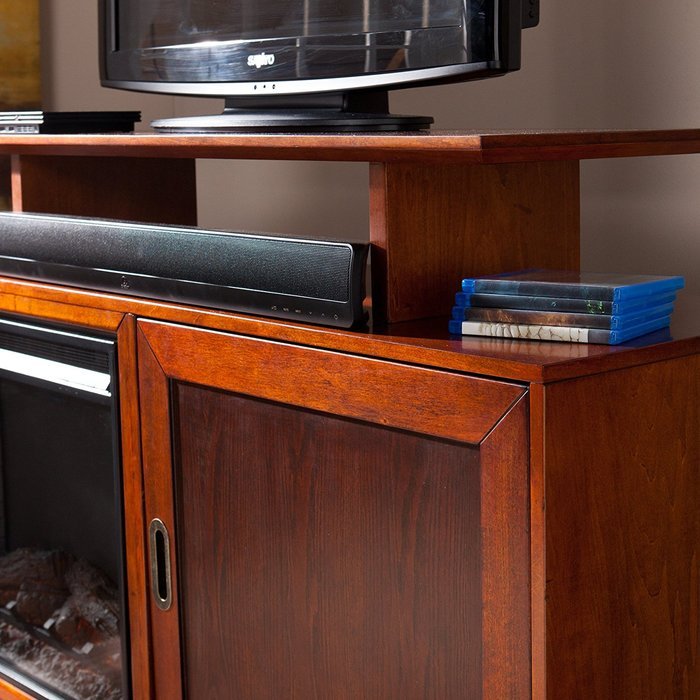Southern Enterprises Horsham Media Fireplace, Walnut/Espresso N6