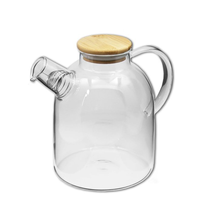 Dealglad&reg; 1.8L High Capacity Heat Resistant Filter Strainer Bamboo Lid Glass Kettle Water Jug Coffeepot Flower... N2