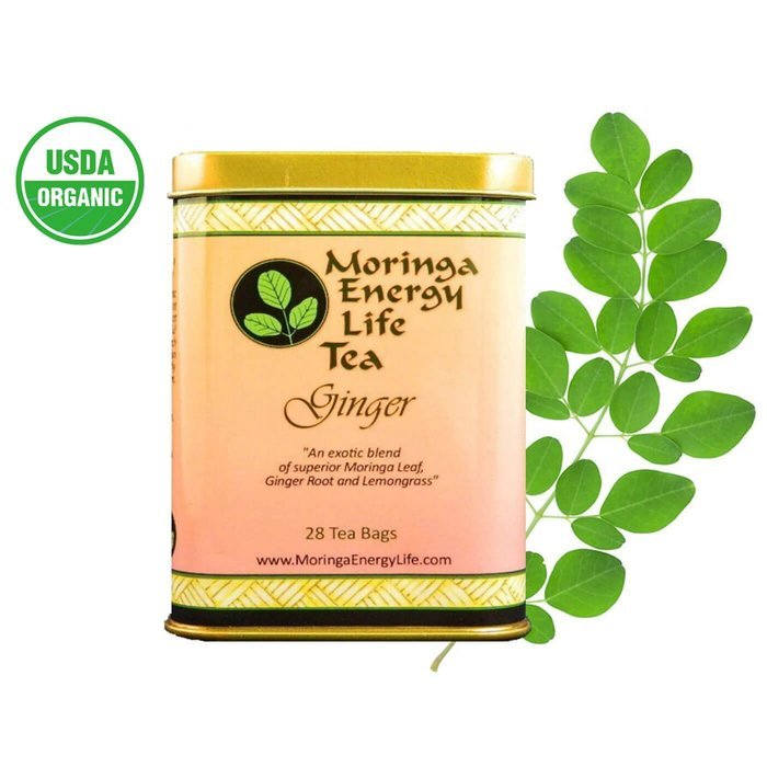 MORINGA GINGER TEA - USDA Organic, Exotic Blend of Fresh Moringa tea, Ginger Root and Lemongrass in a Combination... N4