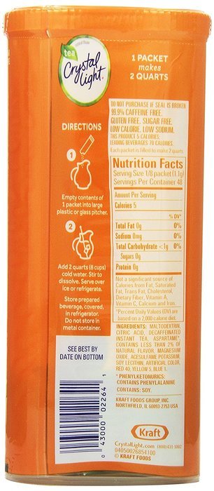 Crystal Light Green Tea Peach Mango Drink Mix (Makes 10-Quarts), 1.85 Ounce Canisters (Pack of 12) N19