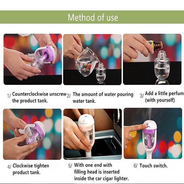 EXIU Mini Air Purifier Freshener Aromatherapy Humidifier for Car Vehicle N2