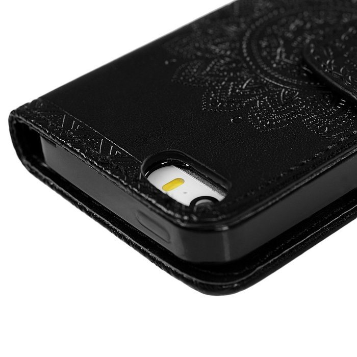iPhone SE Case,iPhone 5S Case,iPhone 5 Case - Slim Fit Wallet Flip Embossed Totem PU Leather Case with Shock-Absorption... N45