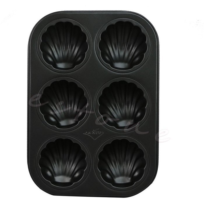 SCASTOE Baking Pan Cookie Candy Mold & 6 Cavity Non Stick Metal Shell Shape Cake Mold N2
