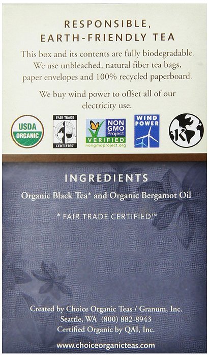 Choice Organic Earl Grey Tea, Black Tea, 16-Count Box 1.1 Oz (Pack of 6) N5