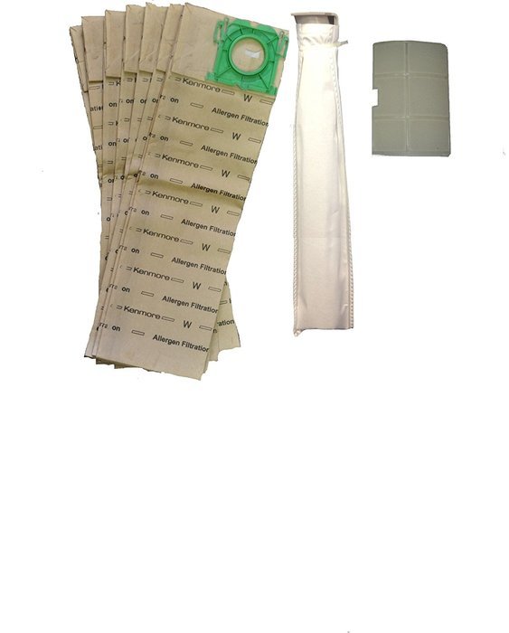 8 Kenmore 50015 Style W Vacuum Bags with Micro Sensor & SEBO 1-Tube Filter 1-Exhaust Filter