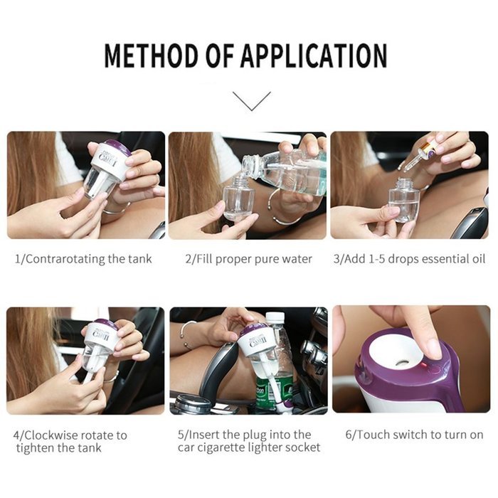 Car Humidifier, Aliceclub 50ml Mini Ultrasonic Cool Mist Humidifier Portable Aroma Essential Oil Diffuser with... N3