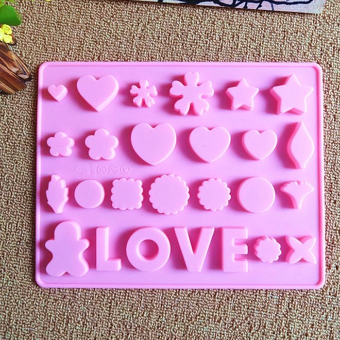 Ueasy Silicone Gel Non-stick Cake Bread Mold Chocolate Jelly Candy Baking Roasting Mould (26 Cavity Love) N2