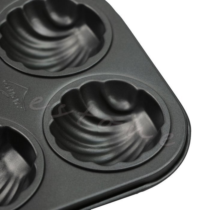SCASTOE Baking Pan Cookie Candy Mold & 6 Cavity Non Stick Metal Shell Shape Cake Mold N6