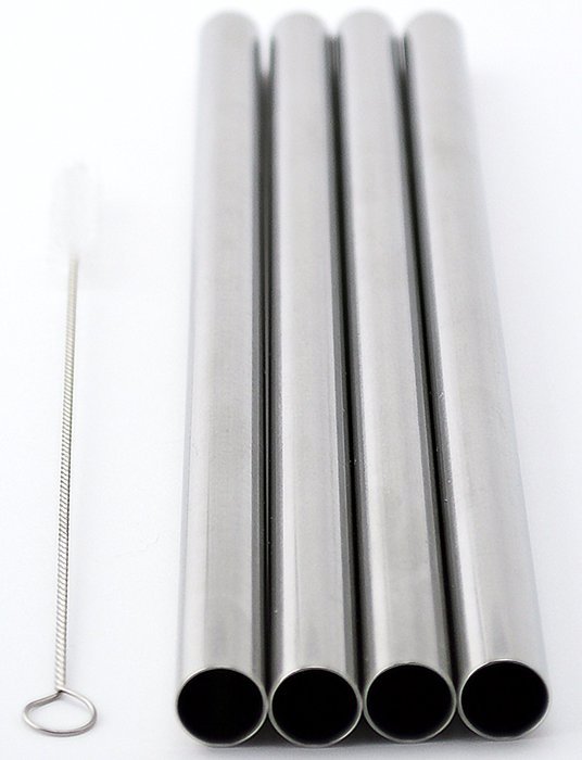 4 BOBA Straw Stainless Steel Extra Wide 1/2" x 9.5" Long Tapioca Pearl Bubble Tea Thick FAT N4