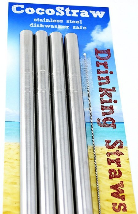 4 BOBA Straw Stainless Steel Extra Wide 1/2" x 9.5" Long Tapioca Pearl Bubble Tea Thick FAT N5
