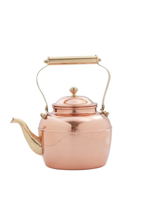 Old Dutch Solid Copper Teakettle with Brass Handle, 2.5-Quart