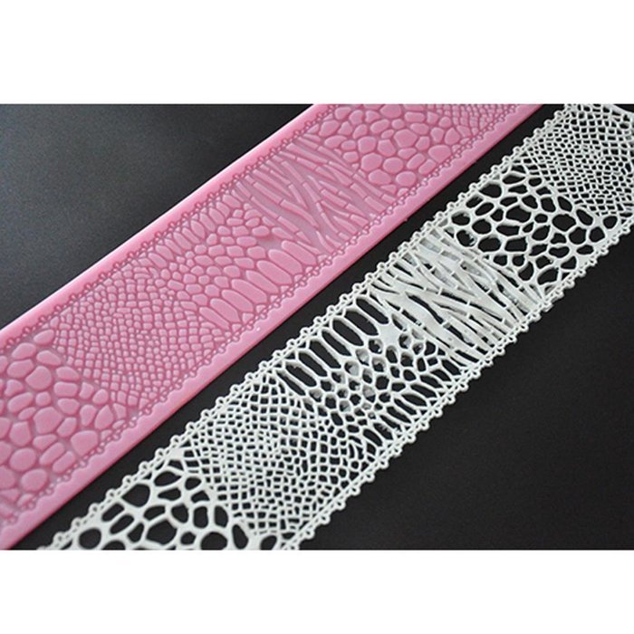 FOUR-C Decorating Tools Cake Lace Mat Silicone Decoration Mat for Fondant Cake Color Pink