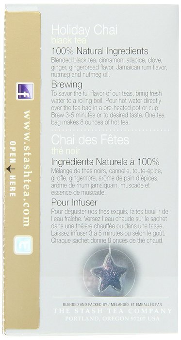 Stash Tea Holiday Chai Tea, 18 Count Tea Bags in Foil (Pack of 6) N2