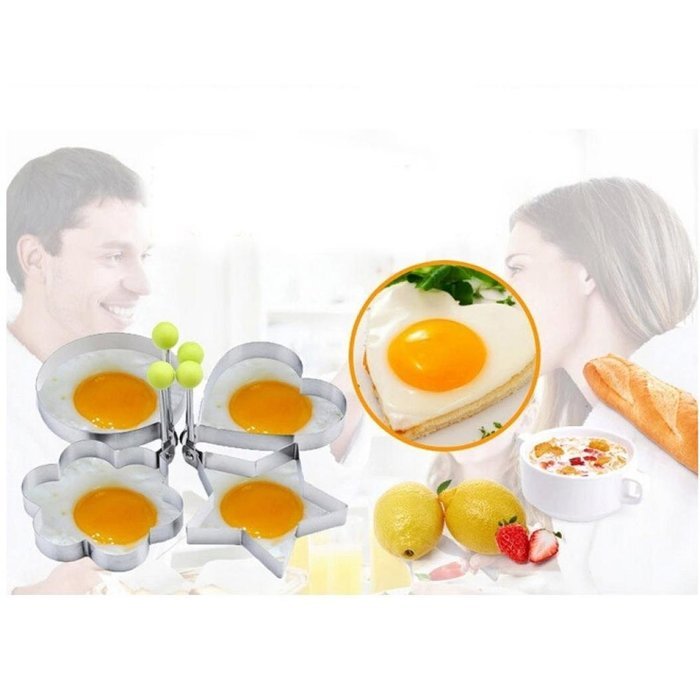 Matoen(TM) 4PC Thick Stainless Steel Omelette Mold Control Rice Omelette Mold Love