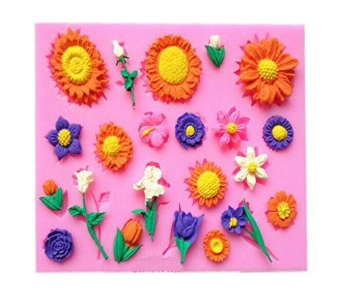 Autek Sun Flower Rose Fondant Soap Sugar Craft Cake Decorating Silicone Mold #126 N2