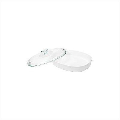 French White 1.5-Qt. Shallow Oval Casserole Dish with Cover