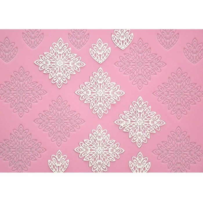 FOUR-C Cake Decorating Supplies Silicone Lace Mat Sugarcraft Mold Color Pink N3