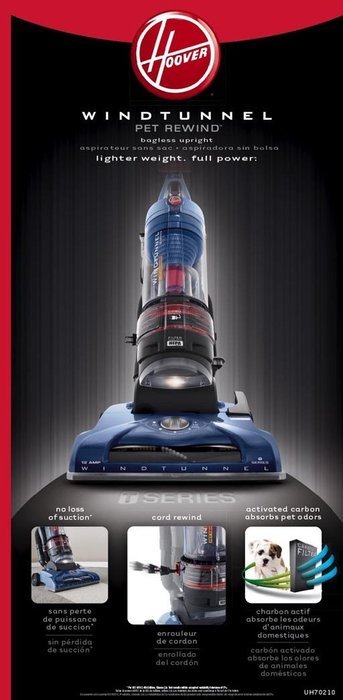Hoover Vacuum Cleaner T-Series WindTunnel Pet Rewind Bagless Corded Upright Vacuum UH70210 N9