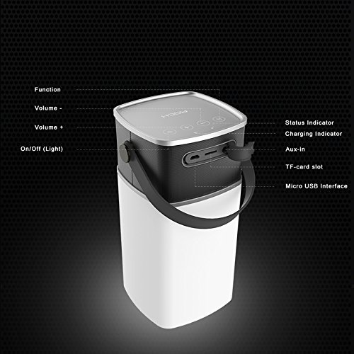 ROCK "Mulite" waterproof Wireless Bluetooth Speaker Portable, with Dimmable LED Light, TF Card Slot (Grey) N2