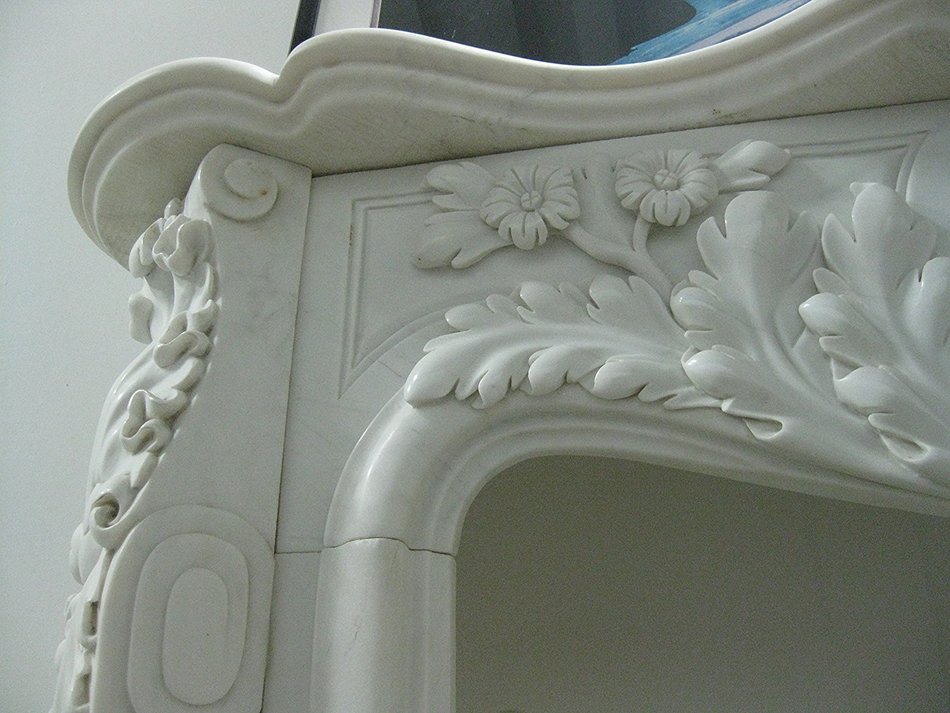 Black and White Polished Marble Fireplace Surround FPS-11