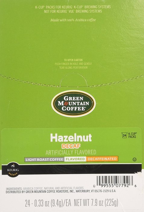 Green Mountain Coffee Hazelnut Decaf, K-Cups for Keurig Brewers, 24-Count Boxes (Pack of 2) N5