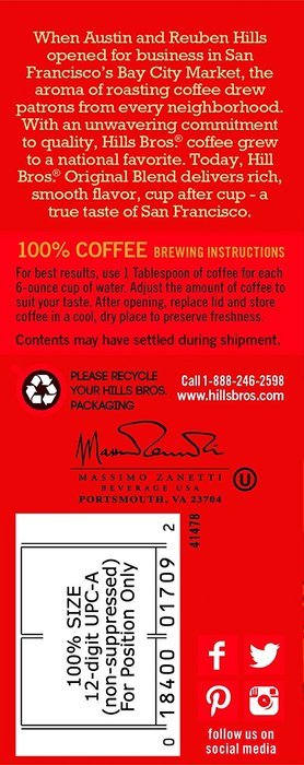 Hills Bros Coffee Original Blend Medium Roast Ground, 26 Ounce N2