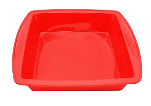 CookEasy Premium Non-stick Silicone Square and Rectangle Pan Set - Cherry Red - Demolds Easily N4
