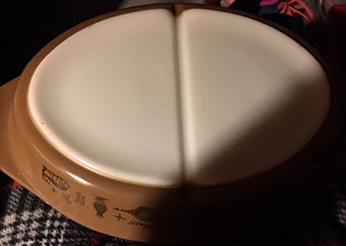 Vintage Pyrex Brown & Gold Early American Divided 1 1/2 Quart Baking Dish No Lid
