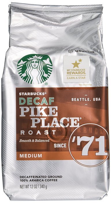 Starbucks Decaf Pike Place Roast, Ground, 12 oz. Bag (Pack of 3) (Pack of 3) N2