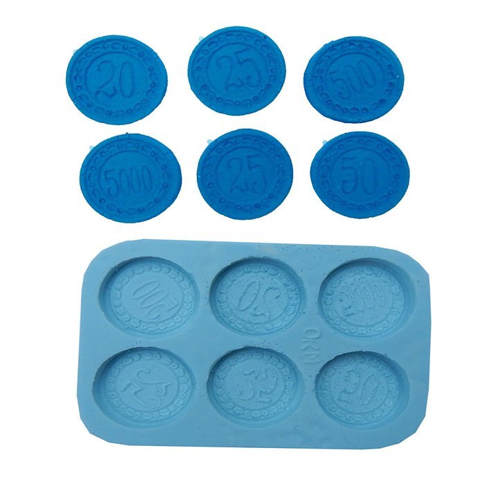 Silicone Mold Coin Tokens Fondant Cake Gumpaste M4671 By Ok Molds
