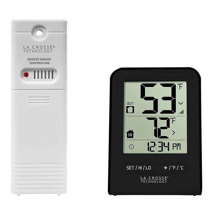 La Crosse Technology 308-1409BT-CBP Wireless Temperature Station with Time, black, N3