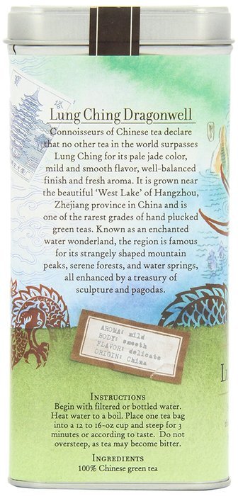 The Coffee Bean & Tea Leaf, Tea, Hand-Picked Lung Ching Dragonwell, 20 Count Tin N10