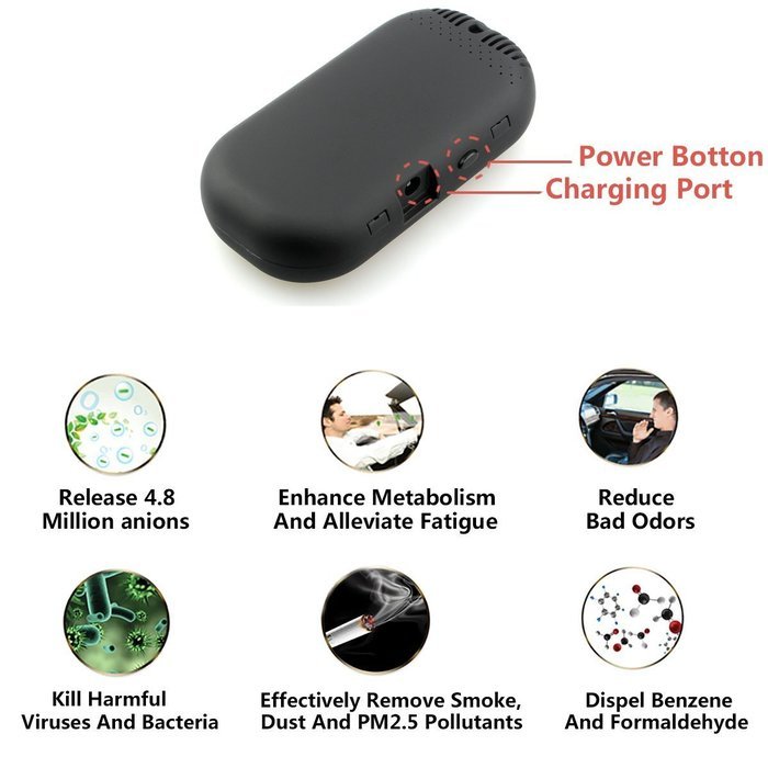 New Improved,HAYATA Mini-Mate Personal Ionic Air Purifier Filter Travel Size Portable Fresher, Necklace Ionizer...