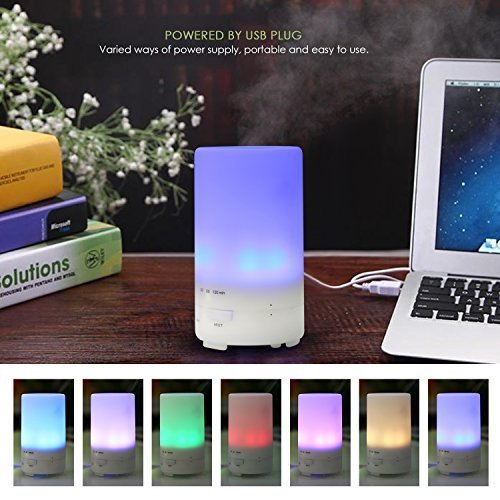 Aiho 50ml Essential Oil Diffuser for Aromatherapy with 5V-1A Car Charger, Ultrasonic Cool Mist Humidifier Auto...