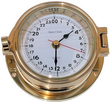 24 Hour Ships Clock in Solid Brass
