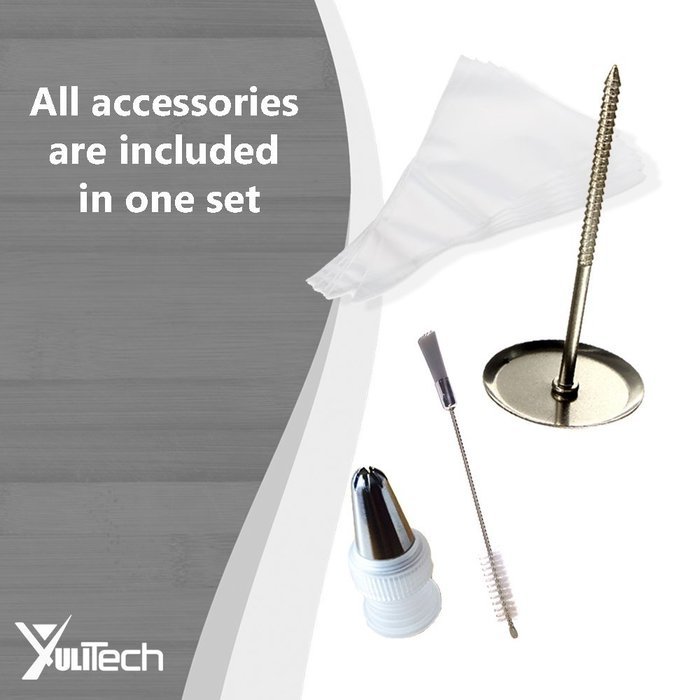 YuliTech Cake Decoration Tip Set, Including 16pcs Stainless Steel Icing Tip Set+10 Pastry Bags+1 coupler+ Measuring... N5