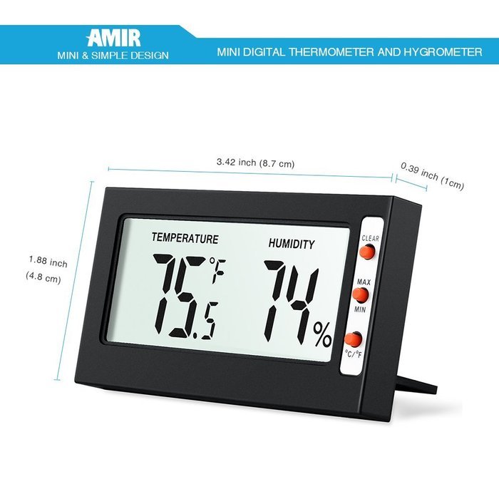 Indoor Humidity Thermometer Monitor Sensor, Amir® Digital Thermometer ...