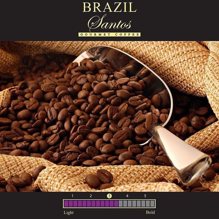 Kaffina Kaffe Premium Gourmet Ground Coffee - Single Origin - Medium Roasted Brazil Santos Coffee N7