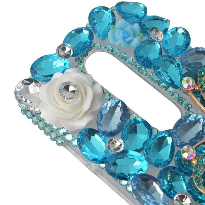 Spritech(TM) Bling Clear Phone Case For Motorola Moto G3/Moto G (3rd Gen),3D Handmade Blue Crystal Butterfly Small... N16