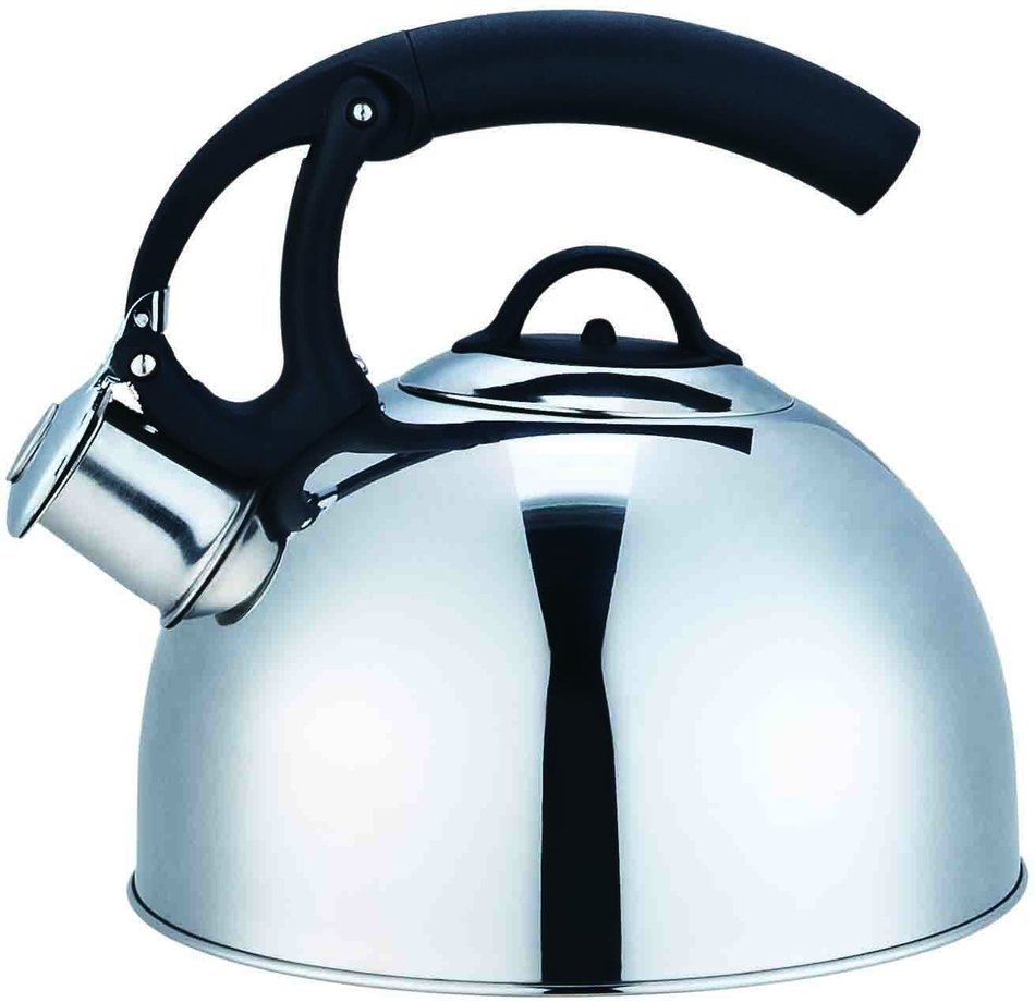 Home Basics Easy Open Stainless Steel Whistling Tea Kettle