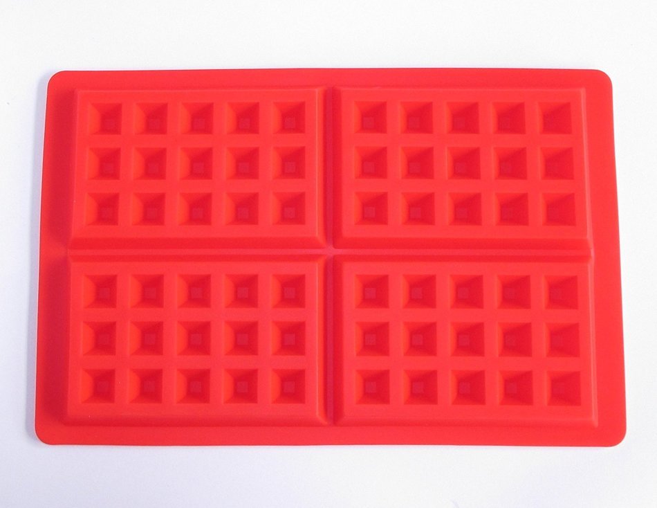 chef habitu&eacute;- Silicone Waffle Baking Molds Set - Includes 2 Red Waffle Molds with 8 Waffles Cavities, Multi-Color... N3