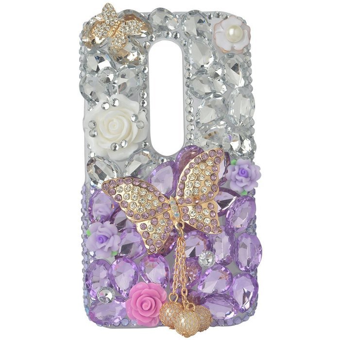 Spritech(TM) Bling Clear Phone Case For Motorola Moto G3/Moto G (3rd Gen),3D Handmade Blue Crystal Butterfly Small... N30