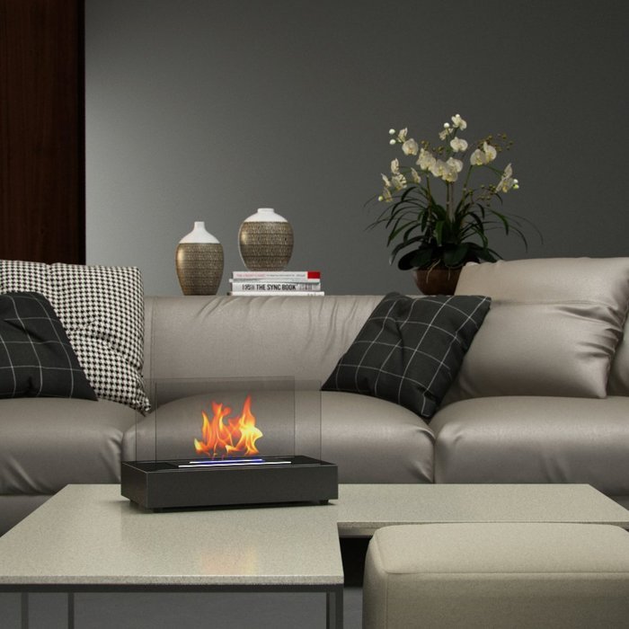 Moda Flame Vigo Ventless Table Top Ethanol Fireplace in Black