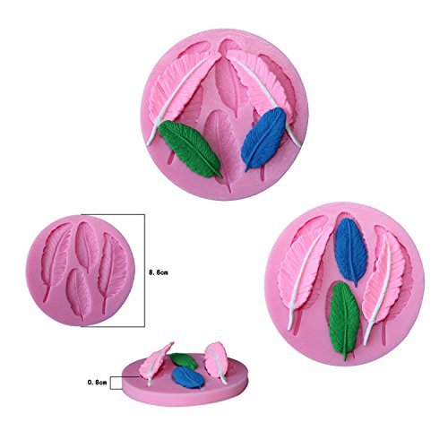 Mini Silicone Sugar, Feather Shaped Fondant Cake Mold, Baby Shower Theme, Pink N2