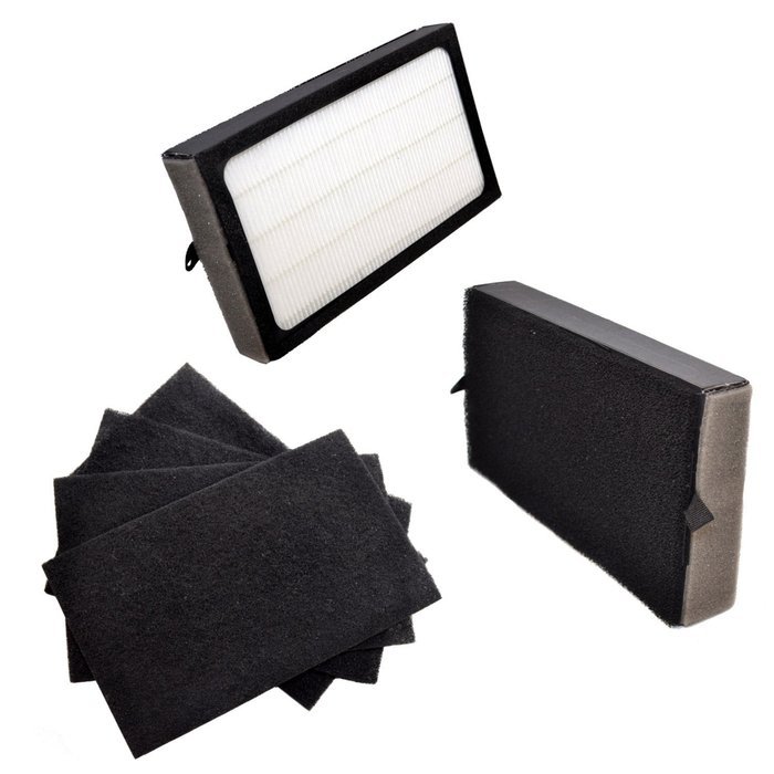 HQRP Filter Kit: 2 pcs Filter E & 4-pack Carbon Filters for GermGuardian AC4100, AC4150PCA, AC4150BCA 3-in-1 Table-Top...