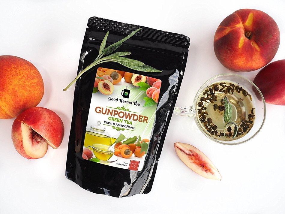 Good Karma Tea Gunpowder Peach Apricot Green Tea, 4 oz N4