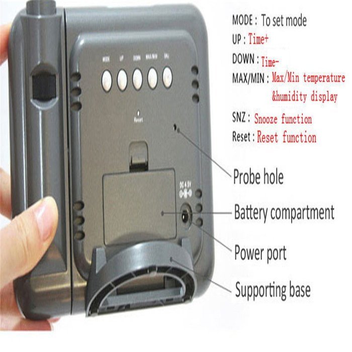 SYS Hot Projection Weather LCD Digital Alarm Clock, Backlight LED Color Display Projector Snooze Alarm Hours Clocks