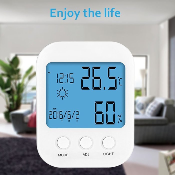 ENGREPO Digital Thermo Hygrometer, Indoor Humidity and Thermometer Monitor, Digital Alarm Clock, Calendar and... N2