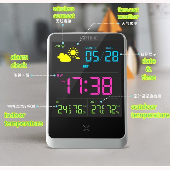 Digital Weather Forecast Station Wireless Sensors for Time/ Indoor Outdoor Temperature/Humidity/Day/Date Display...